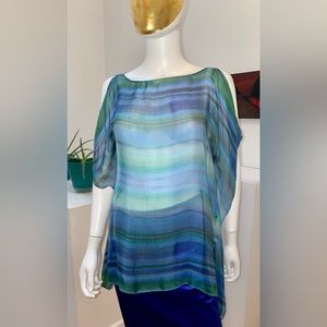 Gorgeous sheer chiffon tunic by Maui artist Stephanie Sachs. New, no flaws.